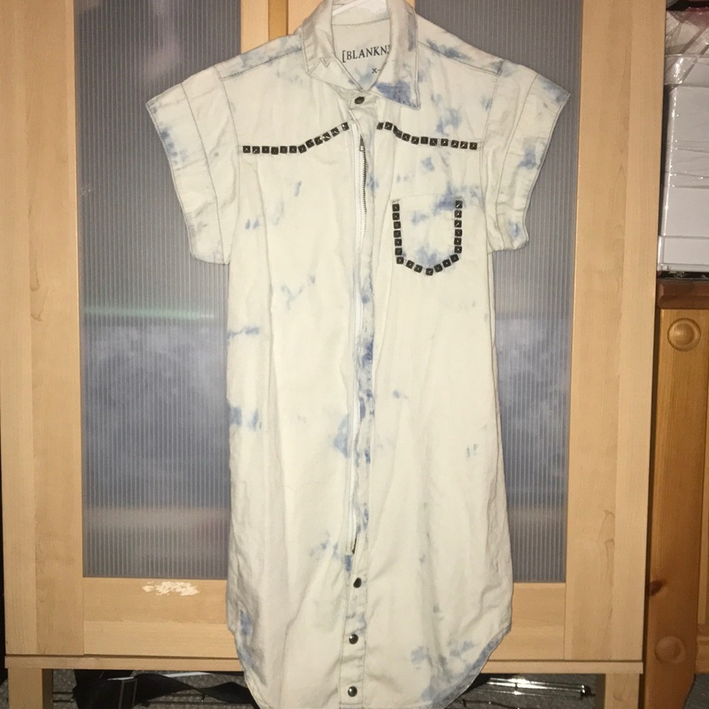 BlankNYC Shirt - long denim studded shirt